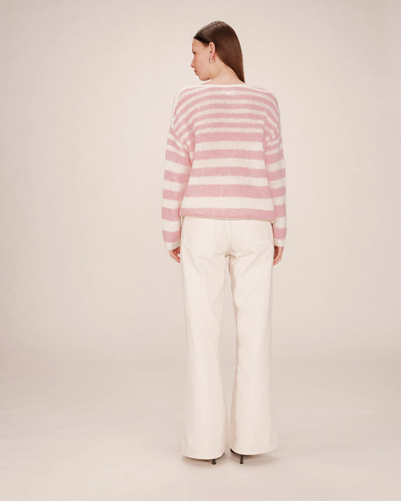 Grace & Mila Sand Cristal Rose Striped Heart Knit
