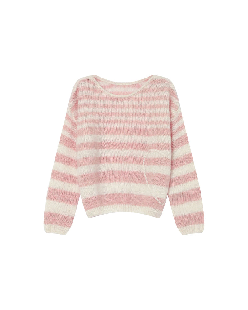 Grace & Mila Sand Cristal Rose Striped Heart Knit