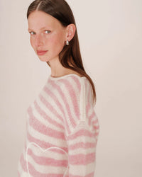 Grace & Mila Sand Cristal Rose Striped Heart Knit