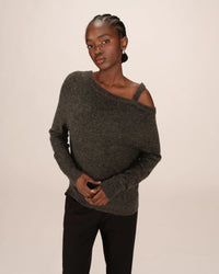 Grace & Mila Samantha Anthracite Grey Off the Shoulder Knit