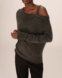 Grace & Mila Samantha Anthracite Grey Off the Shoulder Knit