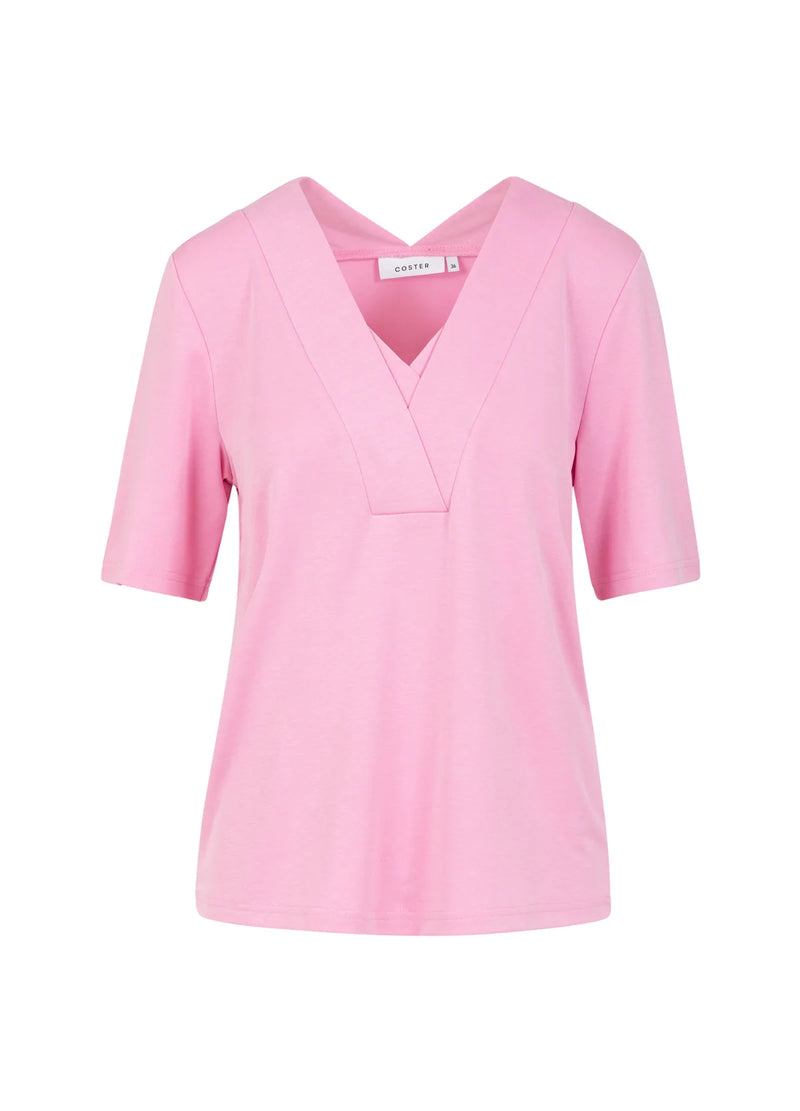 Coster Copenhagen Bon Bon Pink Modal Doubel V-Neck Top