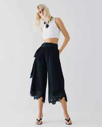 Access Fashion Black Culottes with Lace Hem