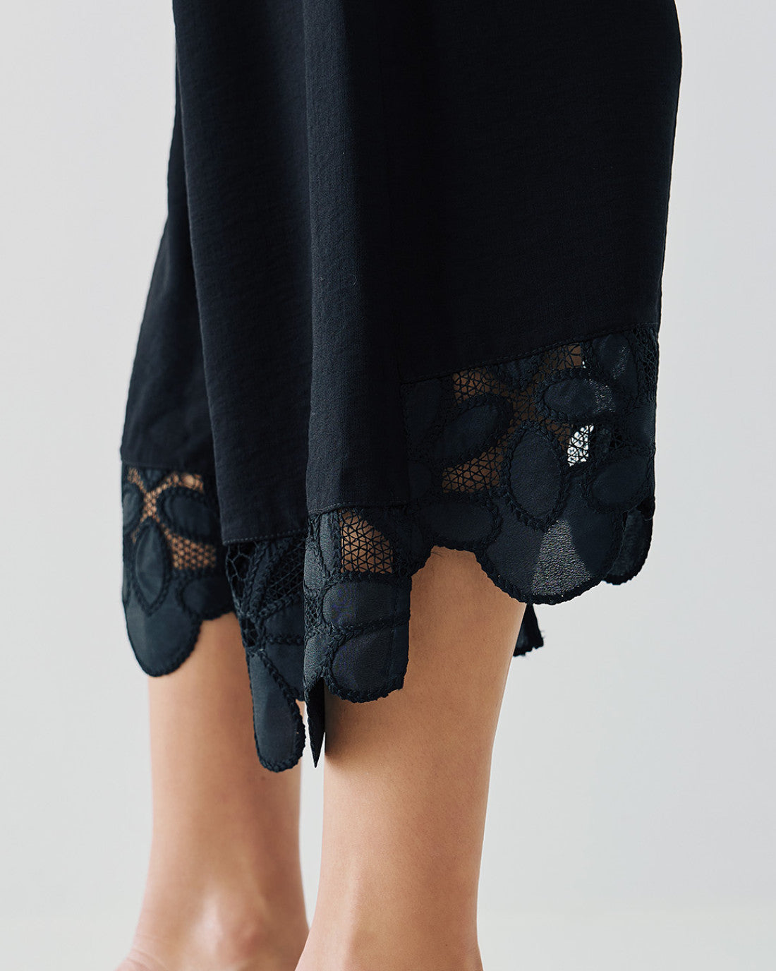Access Fashion Black Culottes with Lace Hem