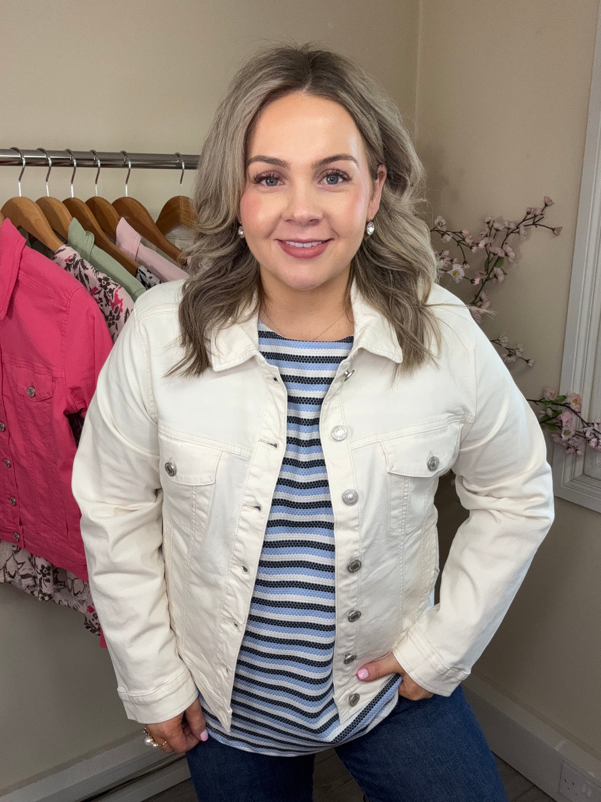 Fransa FrVotwill Whisper White Soft Stretch Denim Jacket