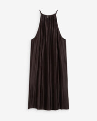 Grace & Mila Wilona Chocolate Brown Halterneck Plisse Short Dress