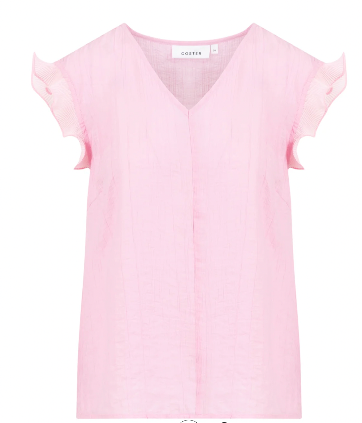Coster Copenhagen Candy Pink V-Neck Top with Ruffle Detailing