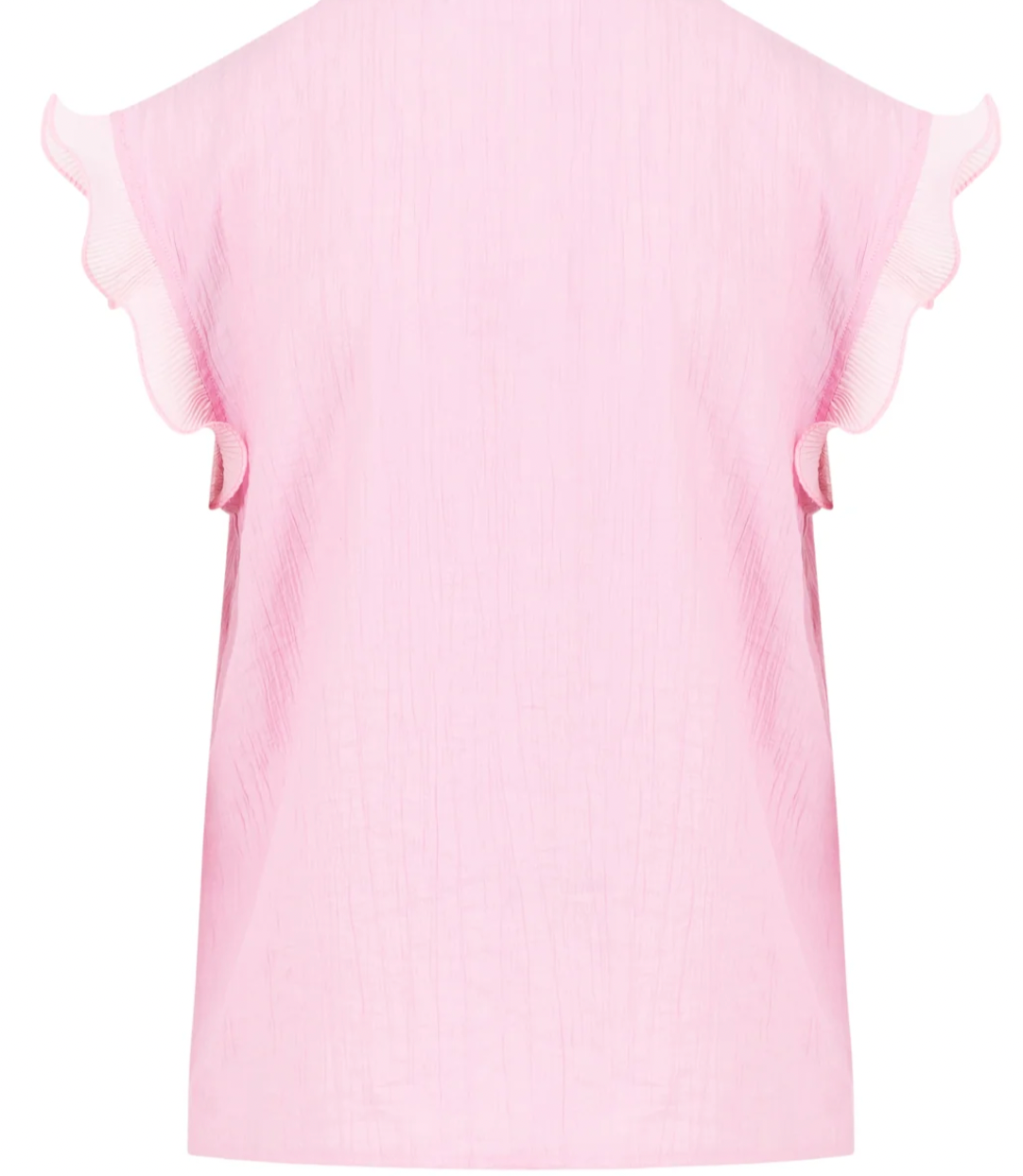 Coster Copenhagen Candy Pink V-Neck Top with Ruffle Detailing