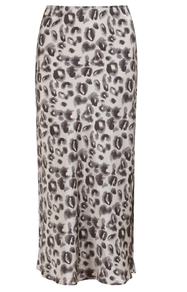 Coster Copenhagen Grey Leopard Skyler Satin Midi Skirt, CCH4511