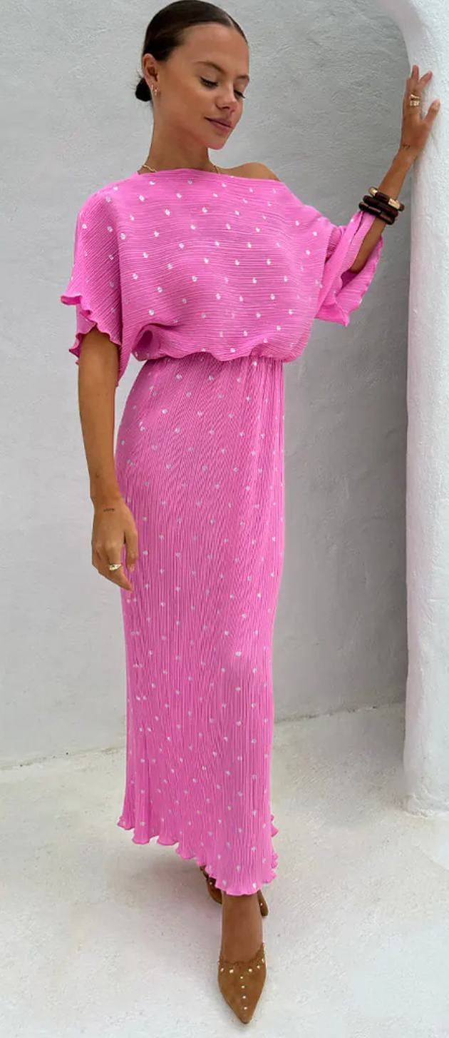 Never Fully Dressed Petal Pink Tilly Off the Shoulder Dress