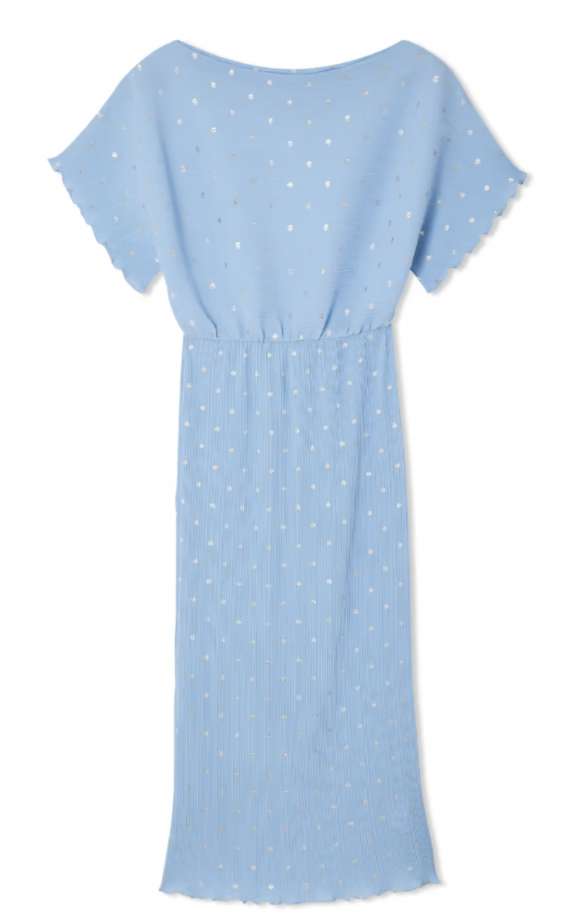 Never Fully Dressed Ice Blue Tilly Off the Shoulder Dress