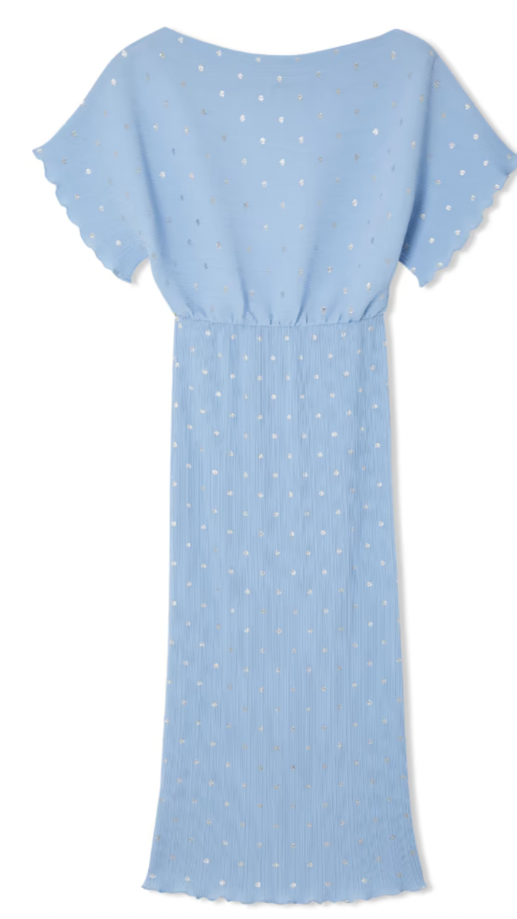 Never Fully Dressed Ice Blue Tilly Off the Shoulder Dress