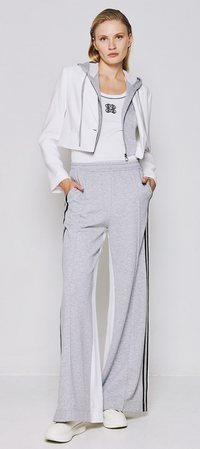 Access Fashion White Cropped Blazer with Grey Detachable Hood, 53-1033