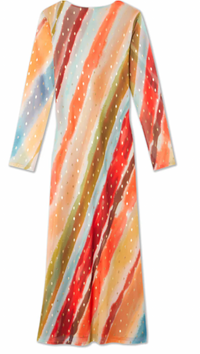 Never Fully Dressed Sunset Stripe Mesh Midi Dress