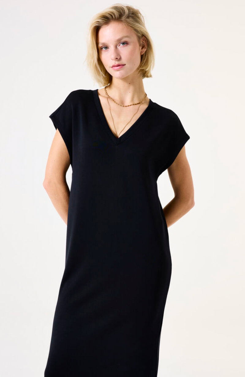 Garcia Black Modal V-Neck Midi Dress