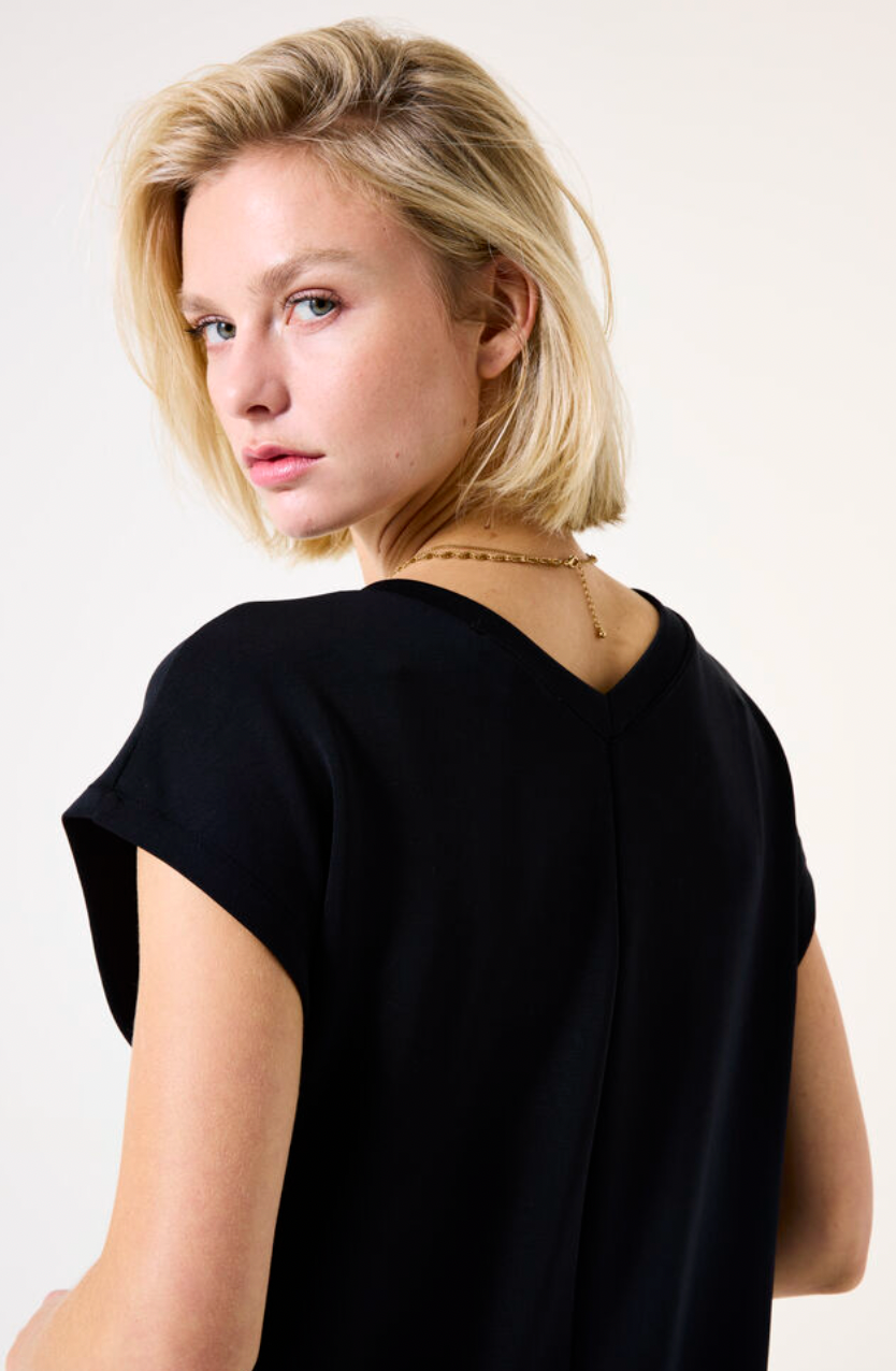 Garcia Black Modal V-Neck Midi Dress