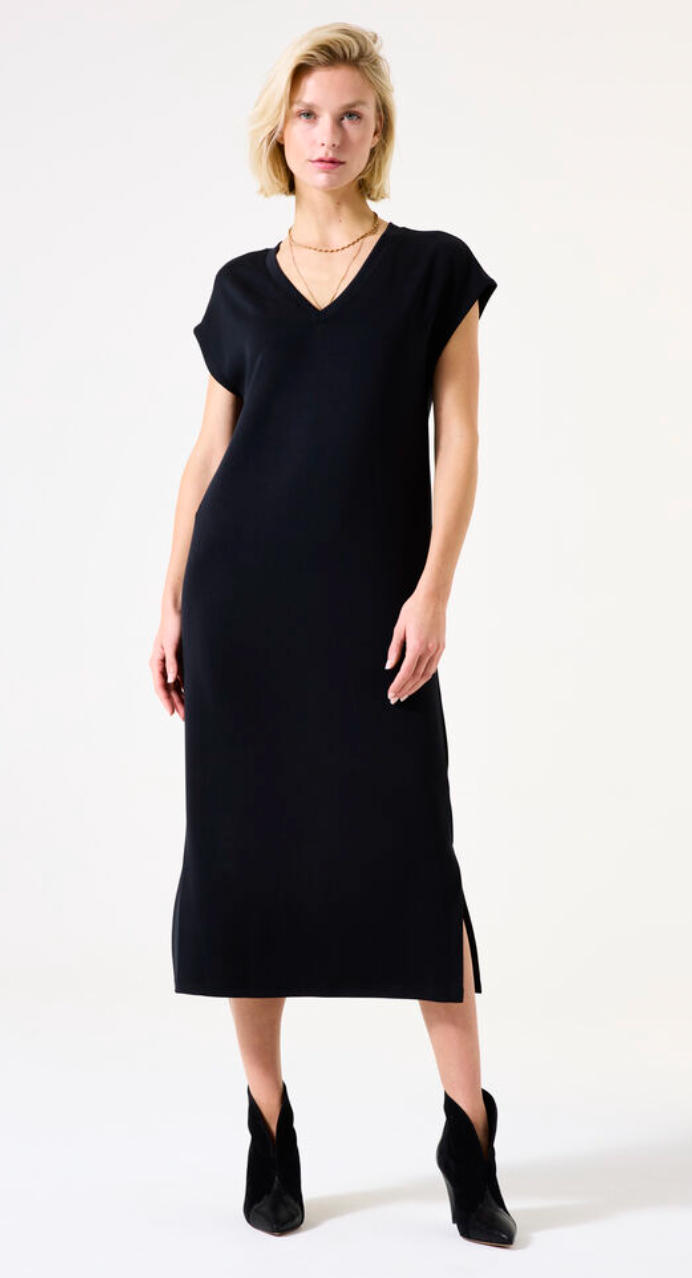 Garcia Black Modal V-Neck Midi Dress