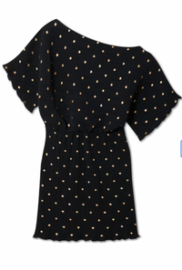 Never Fully Dressed Tilly Black Mini Plisse Off the Shoulder Dress