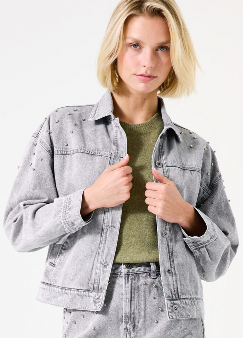 Garcia Grey Embellished Soft Denim Jacket, H50097