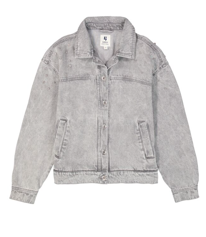 Garcia Grey Embellished Soft Denim Jacket
