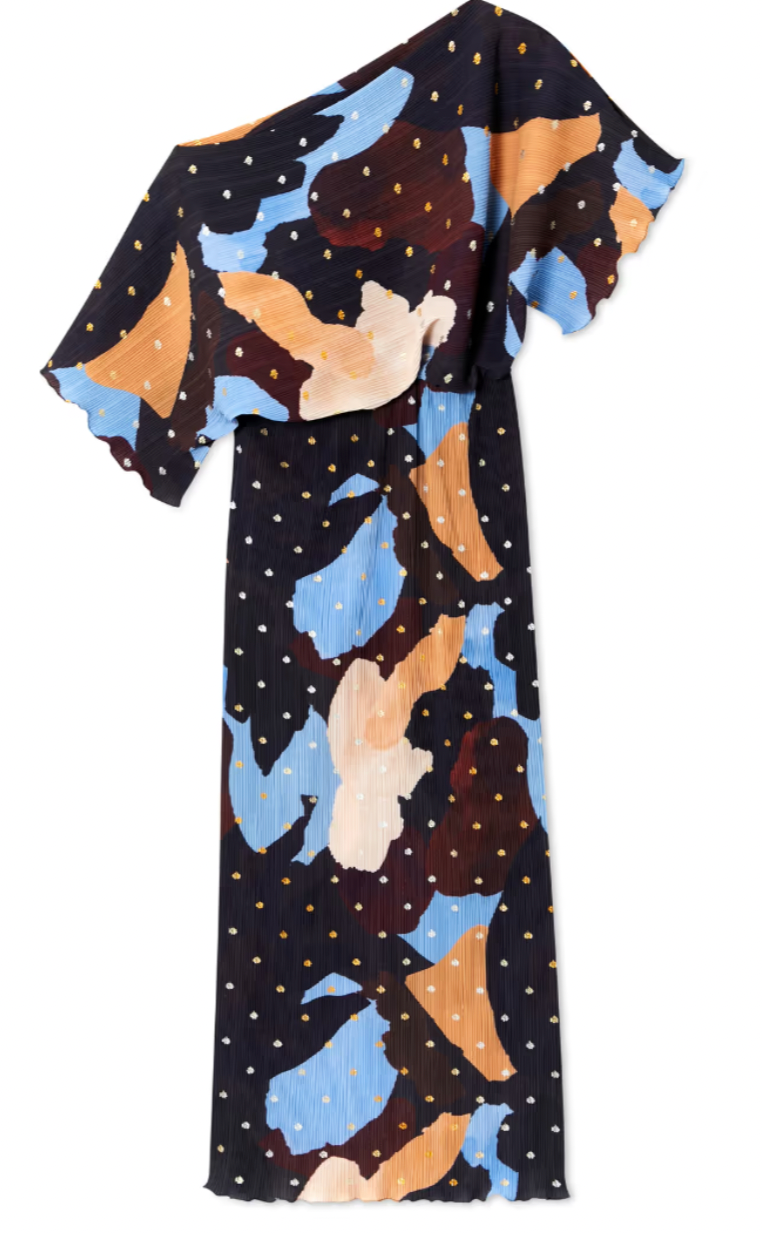 Never Fully Dressed Mara Chocolate Abstract Tilly Off the Shoulder Dress