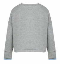Coster Copenhagen Grey Melange Modal Sweatshirt with Blue Shirt Detailing