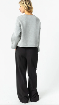 Coster Copenhagen Grey Melange Modal Sweatshirt with Blue Shirt Detailing