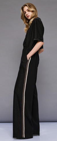 Access Fashion Black Lurex Sports Luxe Collar Top