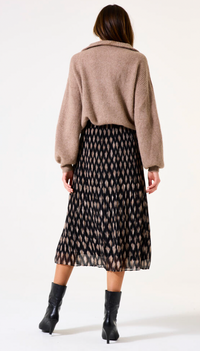 Garcia Taupe Beige Collar Knit with Lace Up Detailing, I50244