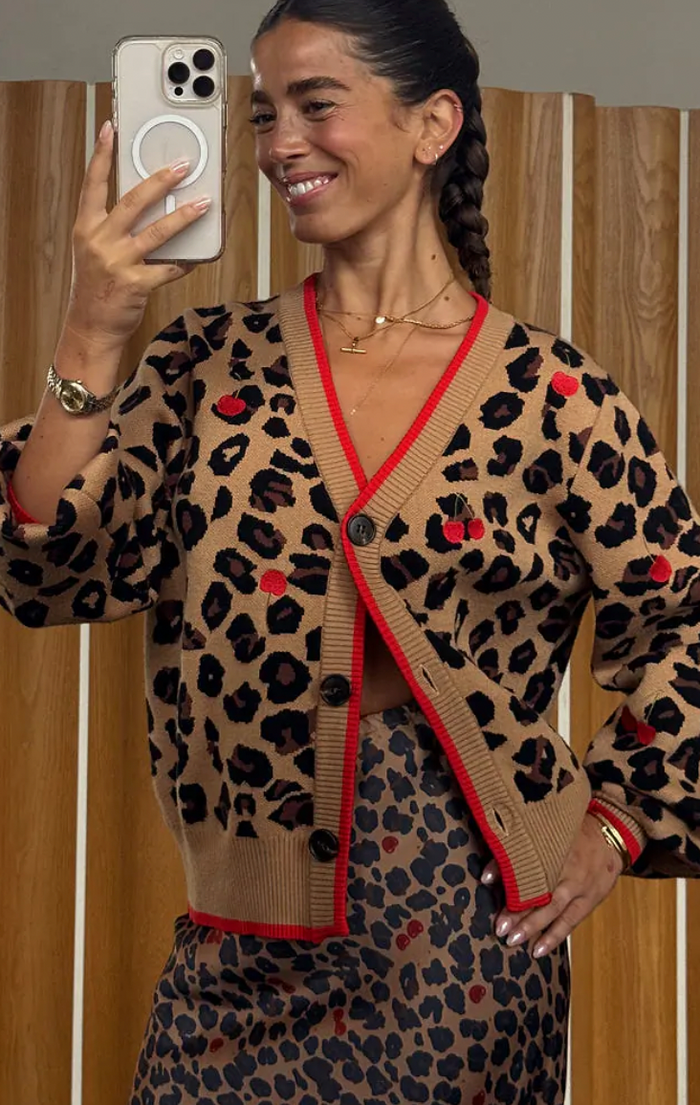 Never Fully Dressed Cherry Leopard Cardigan