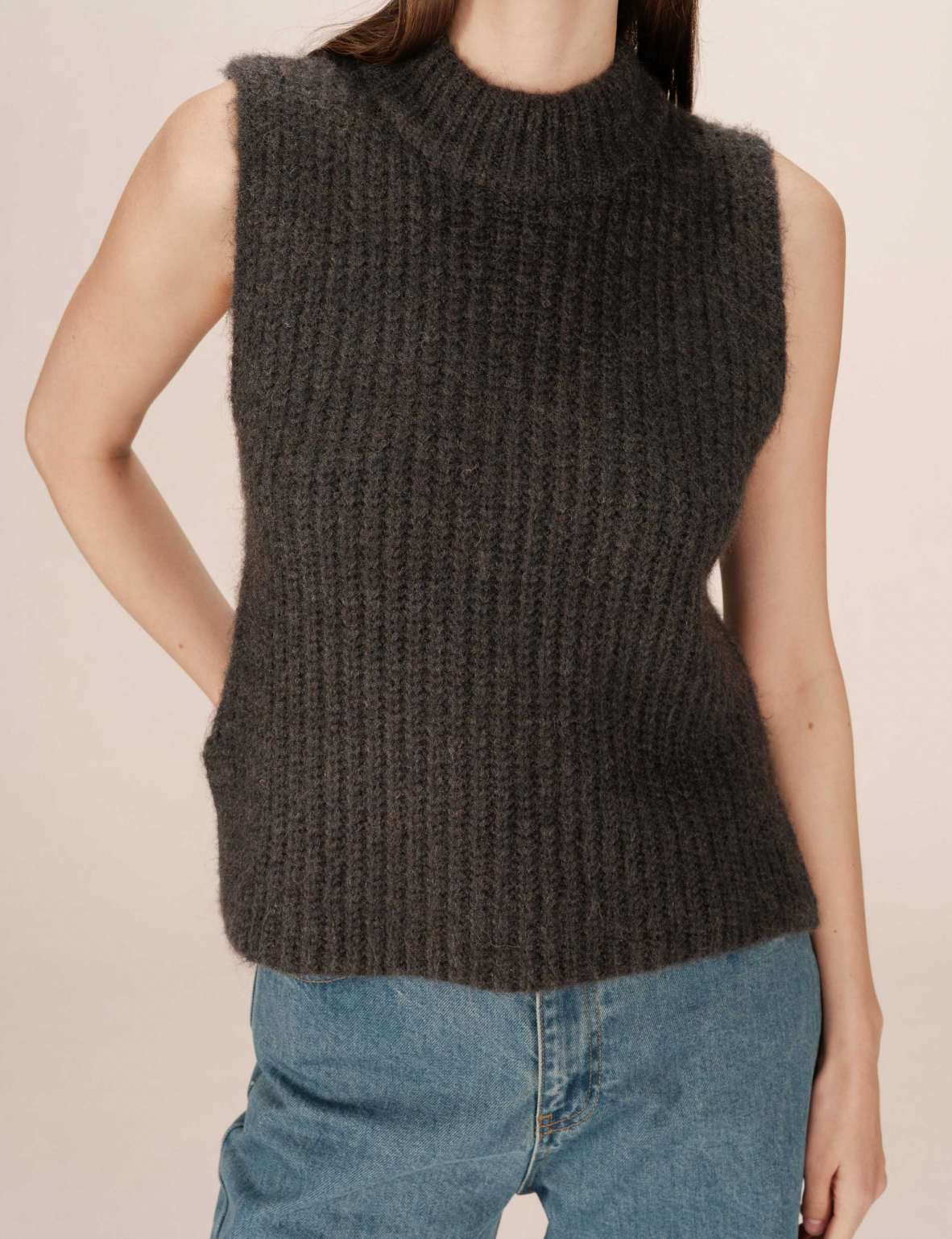 Grace & Mila Sablon Anthracite Grey Knitted Layering Vest