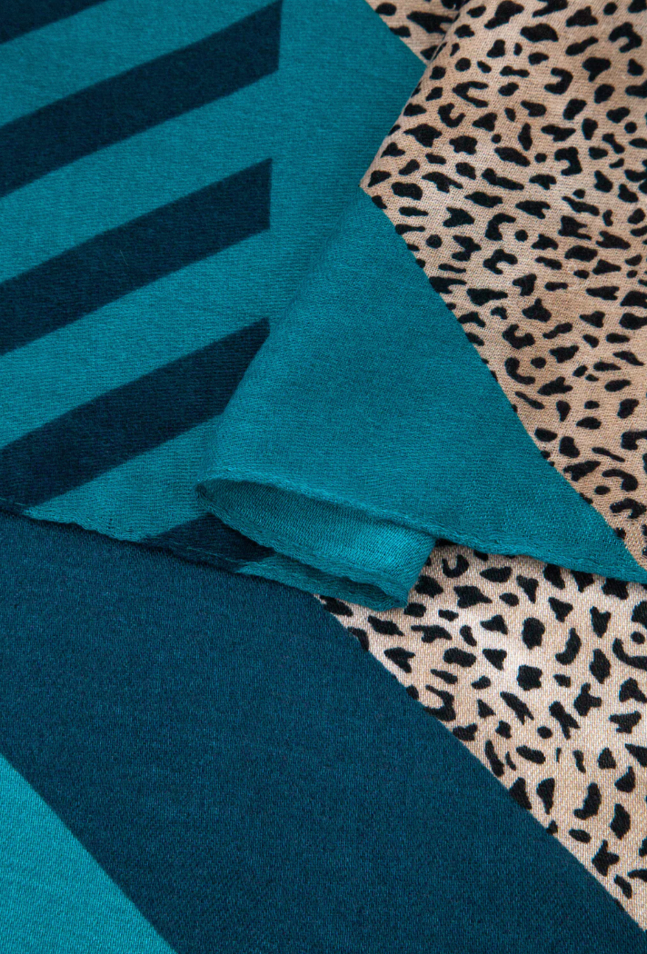 Ruby 67 Jodi Blue Animal Stripe Scarf