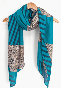 Ruby 67 Jodi Blue Animal Stripe Scarf