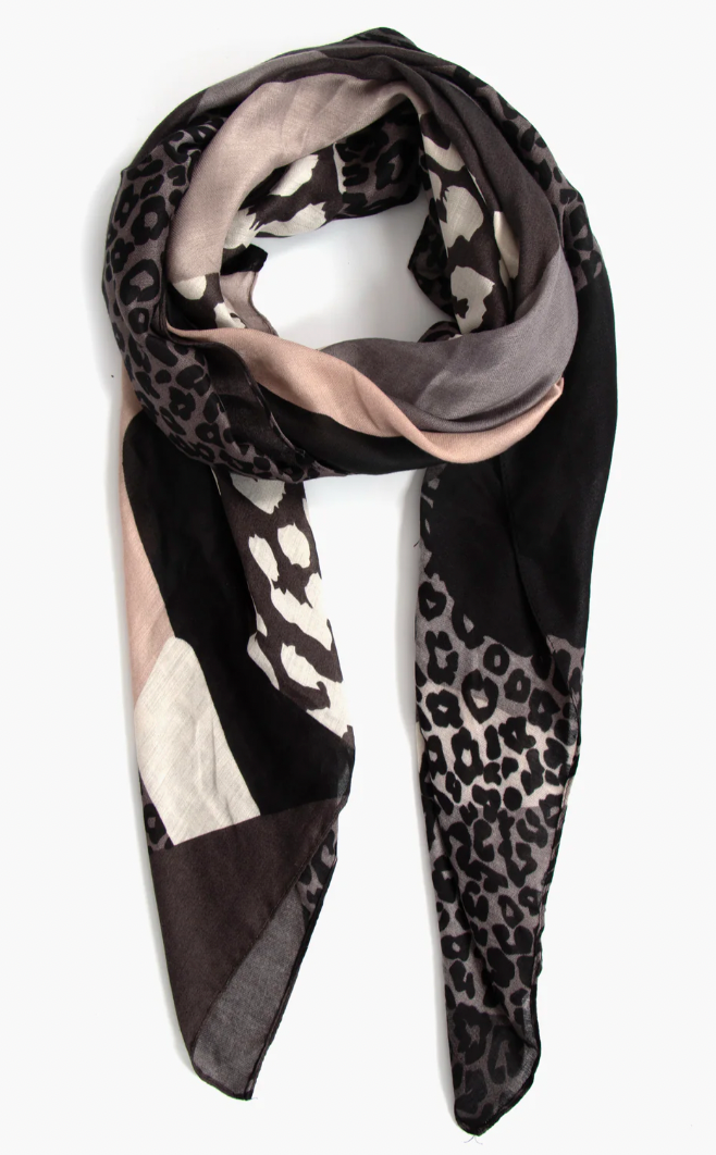 Ruby 67 Cara Grey Animal Colour Block Scarf