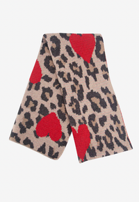 Ruby 67 Wylda Cream Leopard & Hearts Knitted Scarf