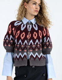 Coster Copenhagen Burgundy Knitted Zipped Cardigan Jacket