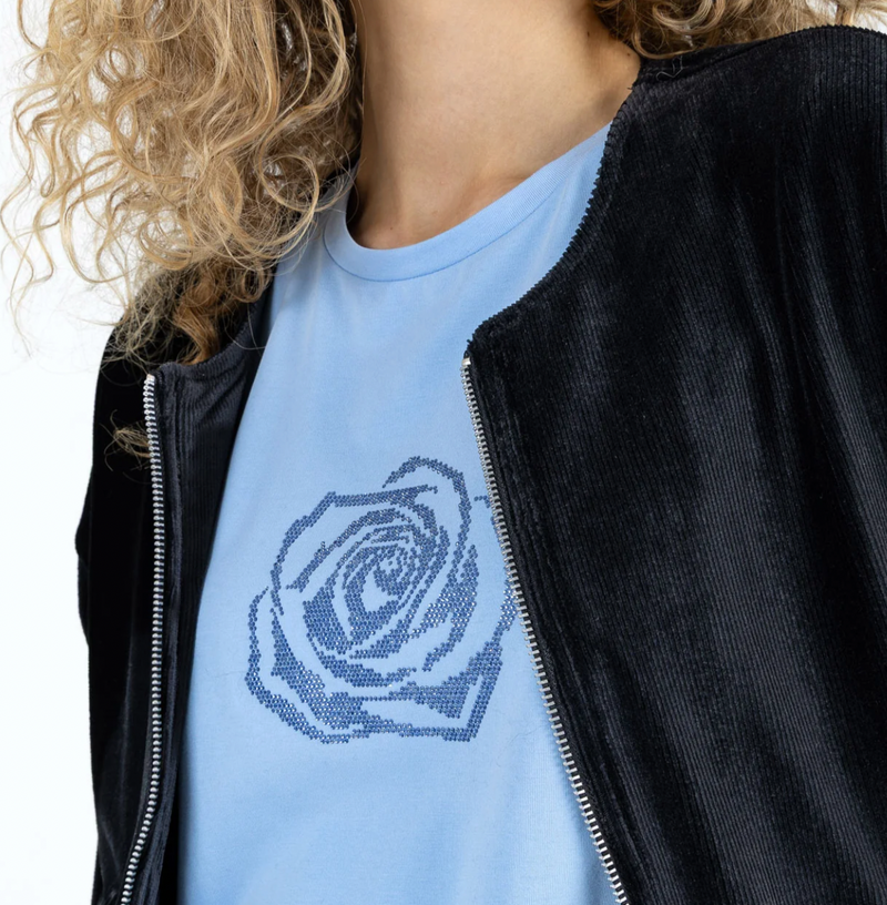 Coster Copenhagen Pastel Blue T-Shirt with Rhinestones