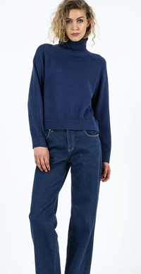 Coster Copenhagen Eclipse Navy Blue Cowl Neck Knit