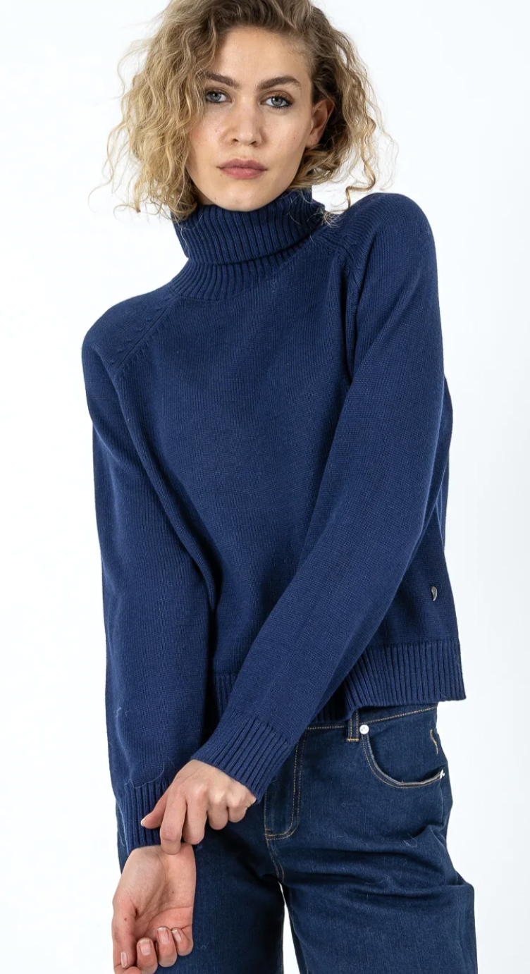 Coster Copenhagen Eclipse Navy Blue Cowl Neck Knit