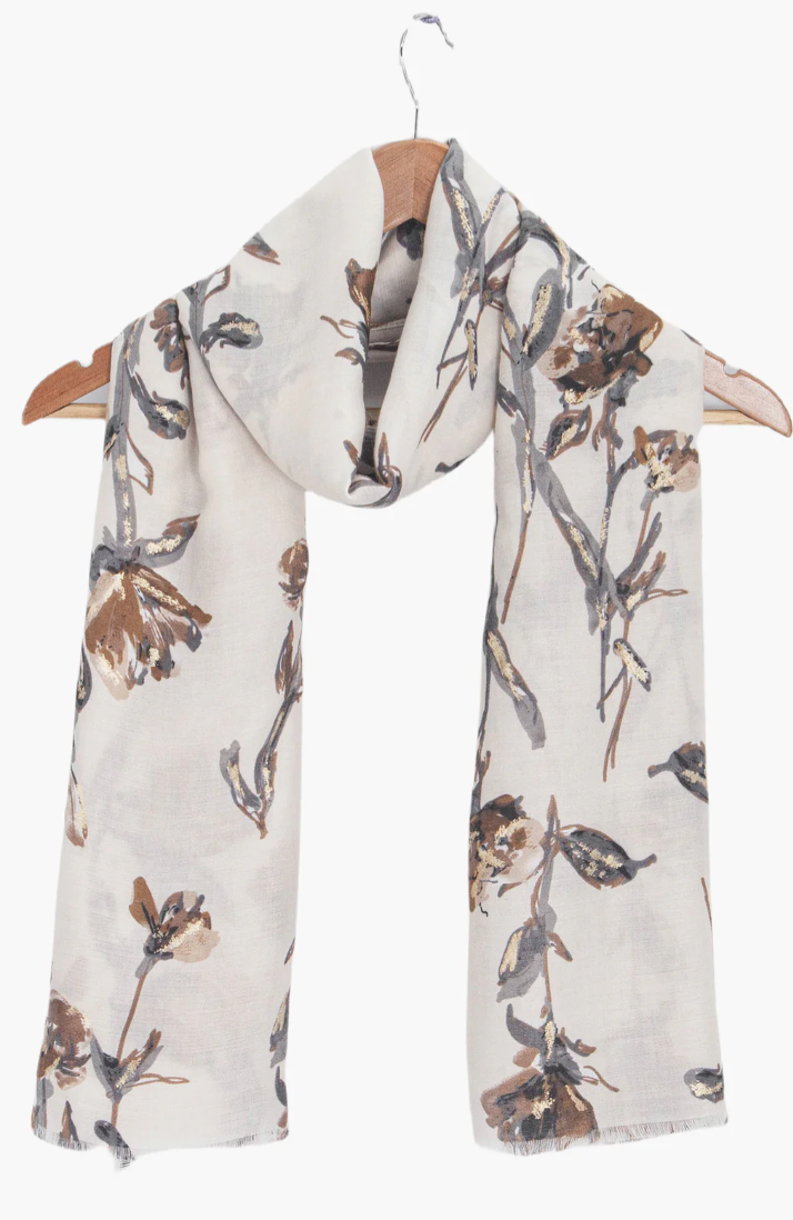Ruby 67 Vaeda Cream Floral Scarf