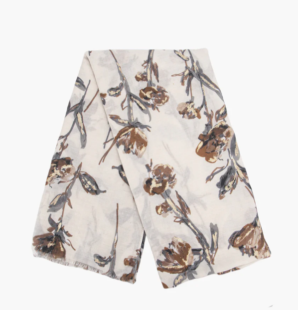 Ruby 67 Vaeda Cream Floral Scarf
