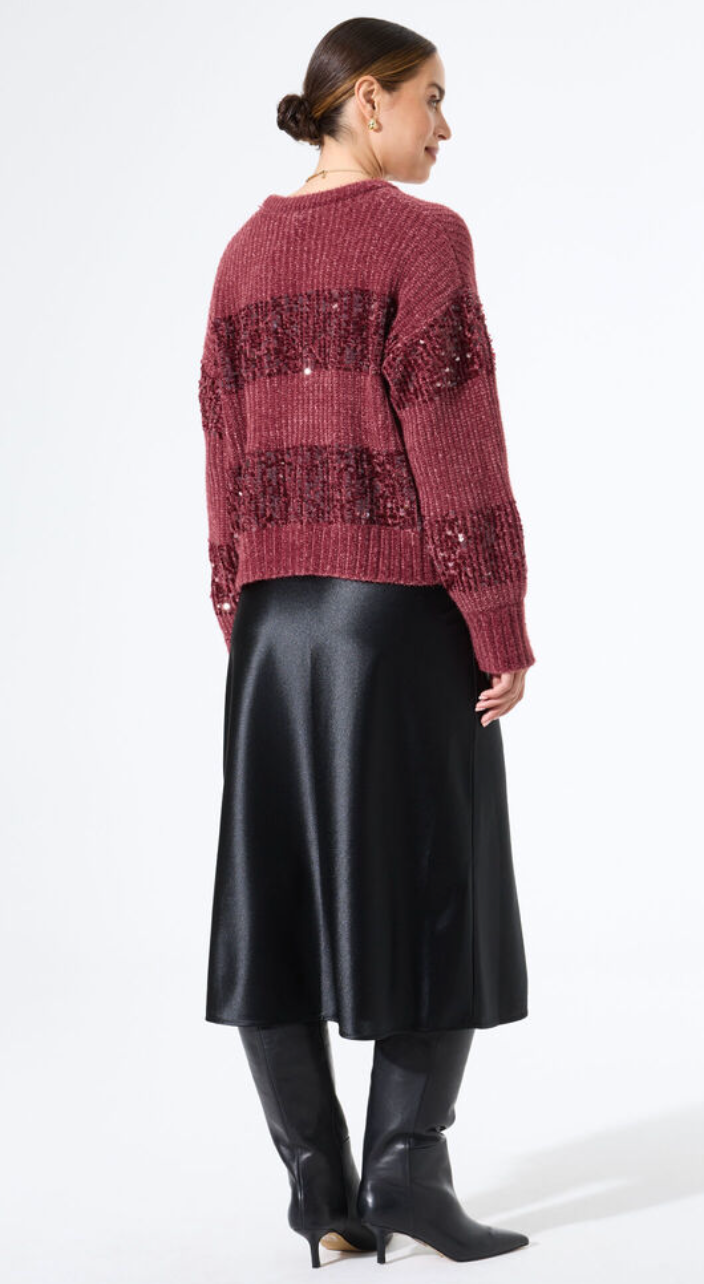 Garcia Scarlet Burgundy Sequin Stripe Supersoft Knit