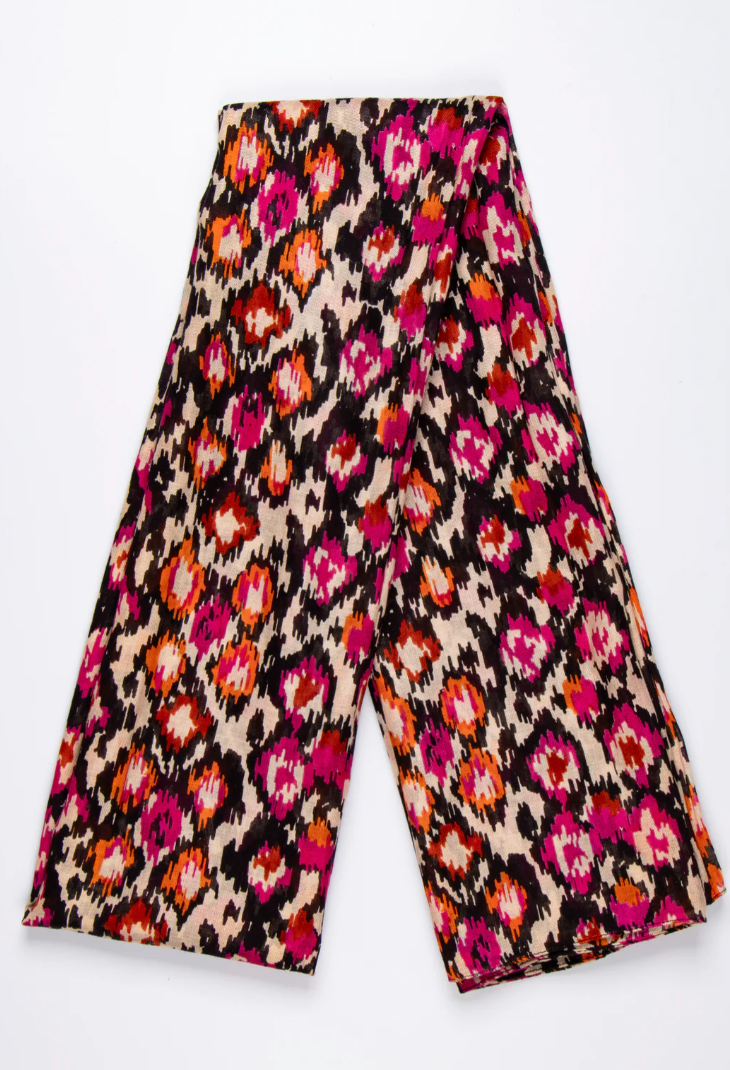 Ruby 67 Belle Fuchsia/Orange Abstract Printed Scarf