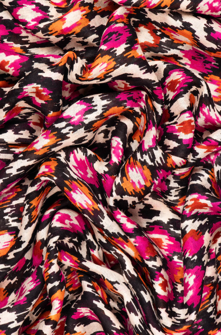 Ruby 67 Belle Fuchsia/Orange Abstract Printed Scarf