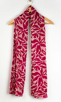Ruby 67 Allie Fuchsia/Cream Floral Print Scarf