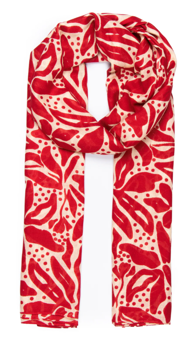 Ruby 67 Allie Red/Cream Floral Print Scarf