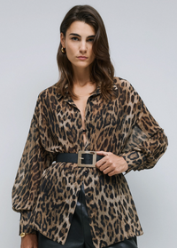 Access Fashion Oversized Leopard Blouse with Lace Detailing on Back