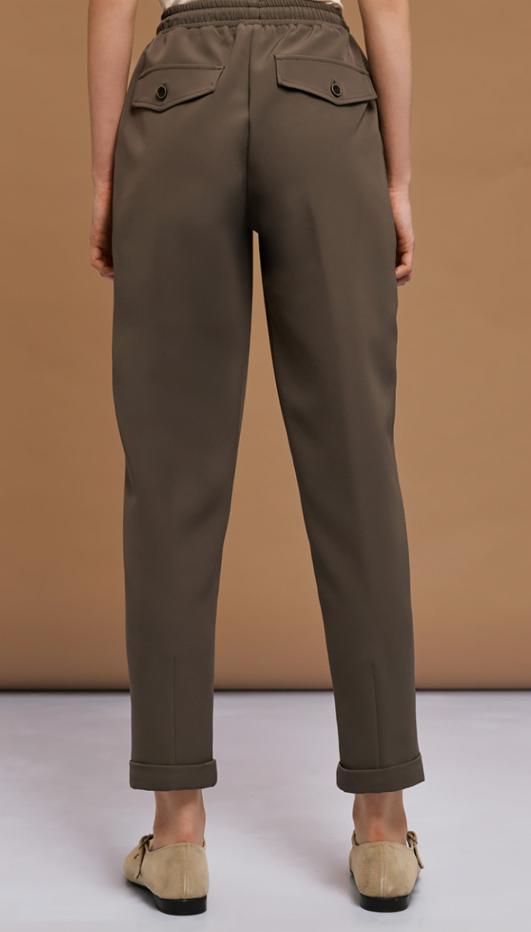 Access Fashion Chocolate Brown Elasticated Waist Trousers