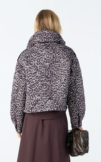 Coster Copenhagen Taupe Khaki Leopard Quilted Cropped Oversized Jacket, 264-6422