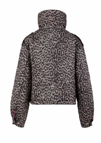 Coster Copenhagen Taupe Khaki Leopard Quilted Cropped Oversized Jacket, 264-6422